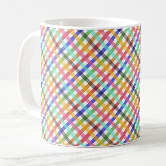 Kariertes Muster für mehrfarbiges Gingham Kaffeetasse
