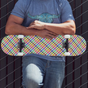 Kariertes Muster für mehrfarbiges Gingham Skateboard
