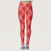 Kariertes Muster für Red White Tartan Leggings (Vorderseite)