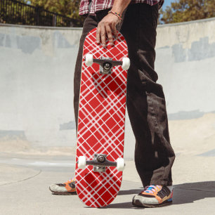 Kariertes Muster für Red White Tartan Skateboard