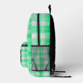 Kariertes Muster Gingham Karo Light Green Monogram Bedruckter Rucksack (Rechts)
