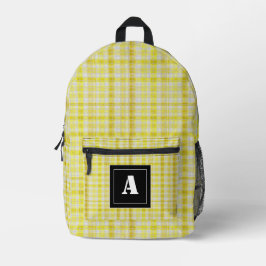 Kariertes Muster Gingham Karo Yellow White Monogra Bedruckter Rucksack