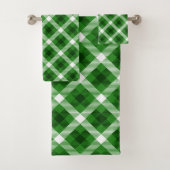 Kariertes Muster grün, schwarz und weiß Badhandtuch Set (Insitu)