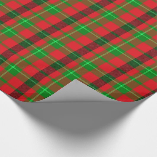 Kariertes Muster grün und rot Geschenkpapier (Ecke)