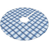 Kariertes Muster in Blau und Weiß Polyester Weihnachtsbaumdecke (Schrägansicht)