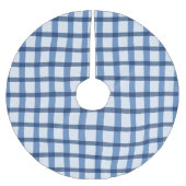 Kariertes Muster in Blau und Weiß Polyester Weihnachtsbaumdecke (Vorderseite)