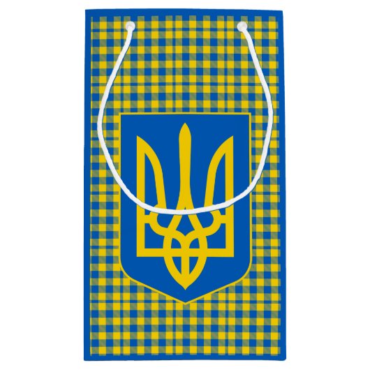 Kariertes Muster in der Blauen und Gelben Ukraine, Kleine Geschenktüte (Rückseite)