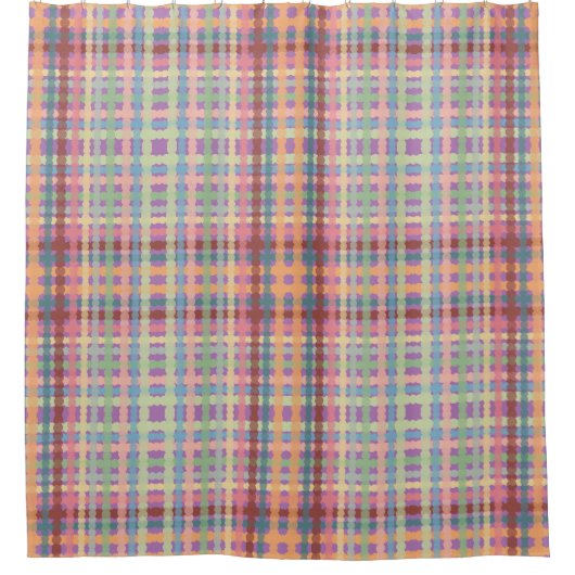 Kariertes Muster in gepunktetem Pastellton Duschvorhang (Vorderseite)