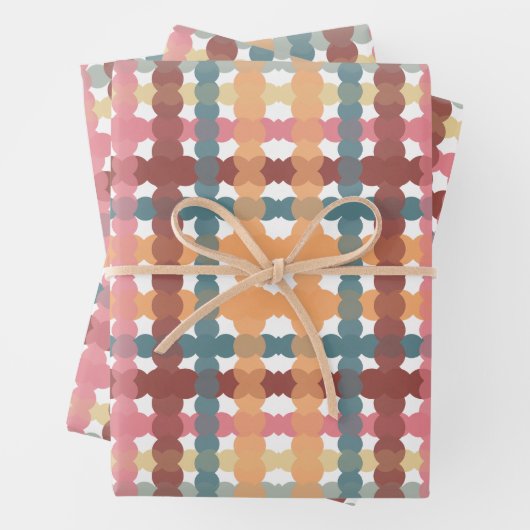 Kariertes Muster in gepunktetem Pastellton Geschenkpapier Set (Beispiel)