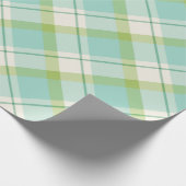 Kariertes Muster in Pastellblau und Grün Geschenkpapier (Ecke)