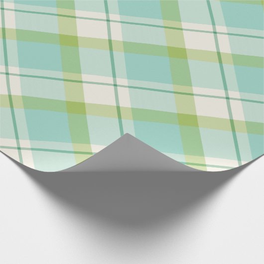 Kariertes Muster in Pastellblau und Grün Geschenkpapier (Ecke)