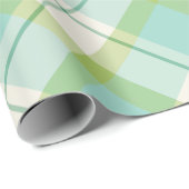 Kariertes Muster in Pastellblau und Grün Geschenkpapier (Rolleneckpunkt)