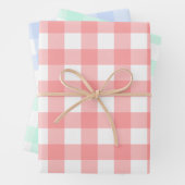 Kariertes Muster in Pastellrot, Grün und Blau des Geschenkpapier Set (Beispiel)