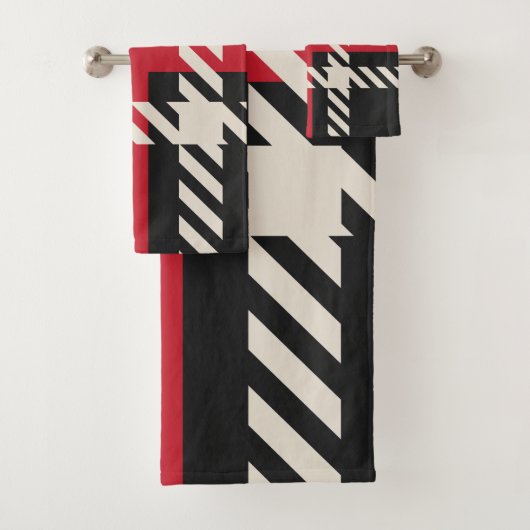 Kariertes Muster in Red Black Buffalo Square Badhandtuch Set (Insitu)