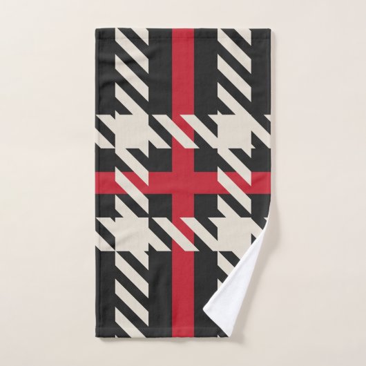Kariertes Muster in Red Black Buffalo Square Badhandtuch Set (Handtuch)