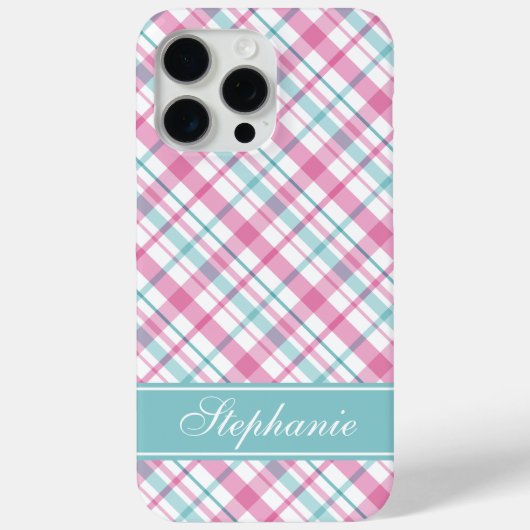 Kariertes Muster in Rosa und Aqua Case-Mate iPhone Hülle (Rückseite)