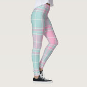 Kariertes Muster in Rosa und Blau Leggings (Rechts)