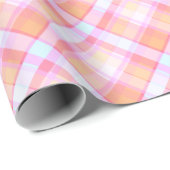 Kariertes Muster in rosa und pfirsichfarbenen Past Geschenkpapier (Rolleneckpunkt)