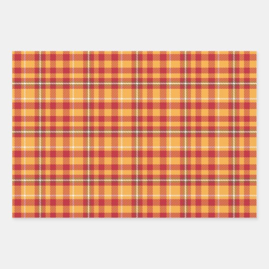 Kariertes Muster in Rot-Grün-Orange Geschenkpapier Set (Vorderseite 3)