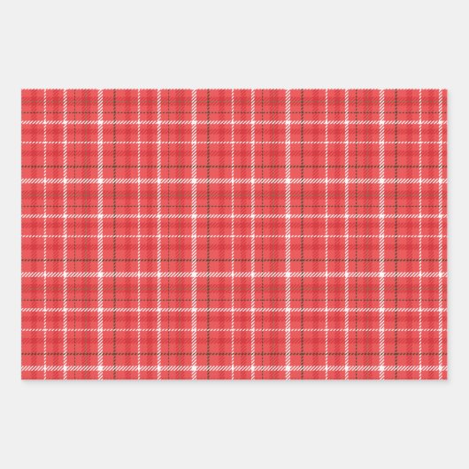 Kariertes Muster in Rot-Grün-Orange Geschenkpapier Set (Vorderseite 2)