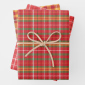 Kariertes Muster in Rot-Grün-Orange Geschenkpapier Set (Beispiel)