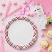 Kariertes Muster in Rot-Grün-Weiß Pappteller (Party)