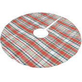 Kariertes Muster in Rot und Grün Polyester Weihnachtsbaumdecke (Schrägansicht)