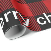 kariertes Muster in Rot und Schwarz Geschenkpapier (Rolleneckpunkt)