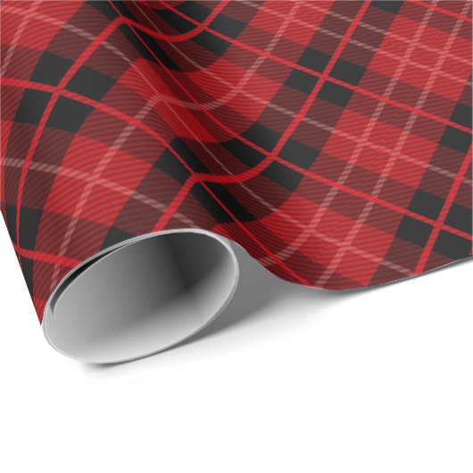 Kariertes Muster in Rot und Schwarz Geschenkpapier (Rolleneckpunkt)