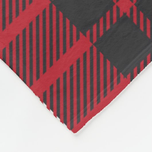 Kariertes Muster in Schwarz-Rot-Büffel Fleecedecke (Ecke)