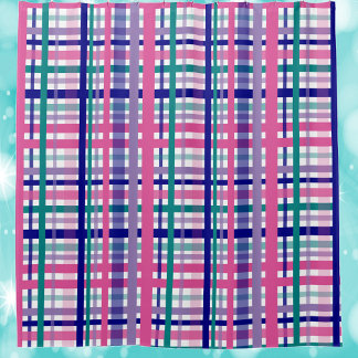 Kariertes Muster Lila Aquamarin Navy Blue Pink Duschvorhang