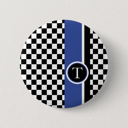 kariertes Muster mit blauem Streifen Button (Vorderseite)