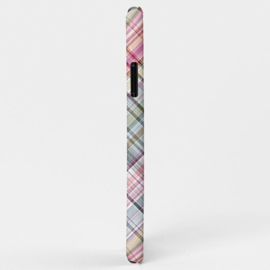 Kariertes Muster mit rosa Farbpinsel. Case-Mate iPhone Hülle (Hinten/Rechts)