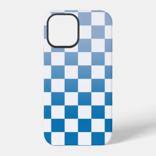 Kariertes Muster mit Übergang von Hellblau zu Dunk iPhone 12 Hülle