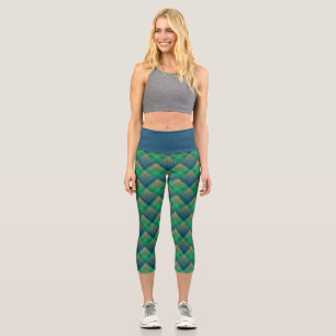 Kariertes Muster mit Zickzack-Färbung Capri Leggings