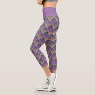 Kariertes Muster mit Zickzack-Färbung Capri Leggings