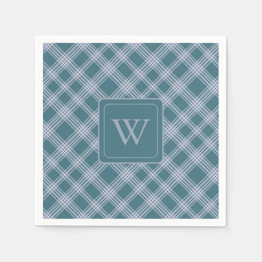 Kariertes Muster-Monogramm Napkins Serviette (Vorderseite)
