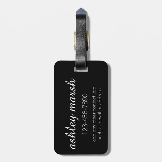 Kariertes Muster-Monogramm von Green & Black Buffa Gepäckanhänger (Rückseite vertikal)