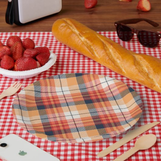 Kariertes Muster Pappteller (Picknick)