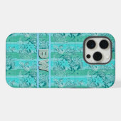 Kariertes Muster Personalisiertes Monogramm, grün iPhone Hülle (Rückseite (Horizontal))