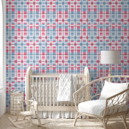 Kariertes Muster Pink & Blue rechteckig Baby Tapete