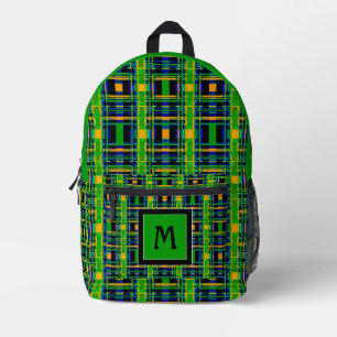 Kariertes Muster Tartan Karo Green Orange Black Bedruckter Rucksack