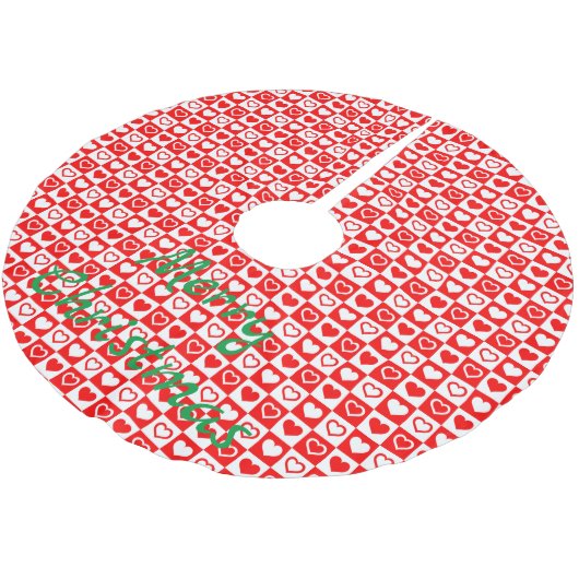 Kariertes Muster, Thunder_Cove Polyester Weihnachtsbaumdecke (Schrägansicht)