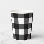 Kariertes Muster von Black & White Buffalo Gingham Pappbecher (Rückseite)