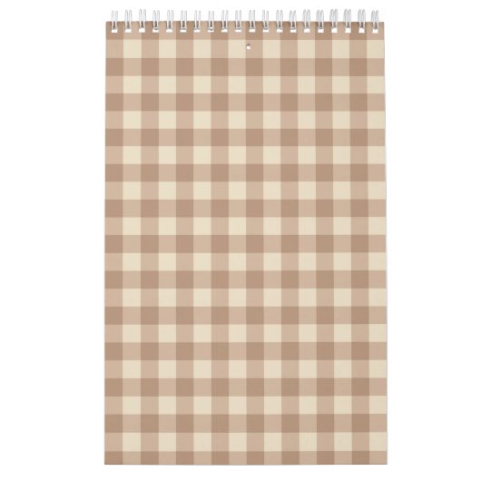 Kariertes Muster von Gingham in Braun und Weiß Kalender (Titelbild)
