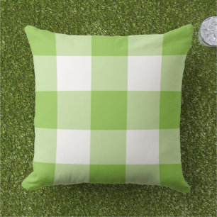 Kariertes Muster von Lime Green und White Gingham Kissen