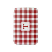 Kariertes Muster von Red White Gingham mit Monogra Badematte (Vorderseite Vertikal)