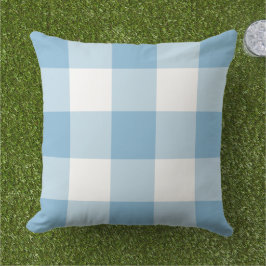 Kariertes Muster von Sky Blue und White Gingham Kissen