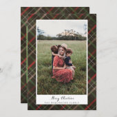 Kariertes Muster Weihnachtsfotokarte Feiertagskarte (Vorne/Hinten)