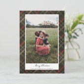 Kariertes Muster Weihnachtsfotokarte Feiertagskarte (Stehend Vorderseite)